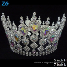 Elegante A nível AB Cristal princesa casamento rodada completa coroa